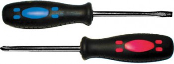 Отвертка двухцветная черно-красная ручка CrV, 6 х 100 мм, крест