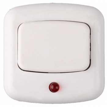 Кнопка для звонка, с индикацией включения, цвет белый, 220В